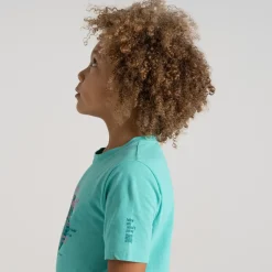 Kid's Ellis Short Sleeved T-Shirt | Ocean Green Penguin