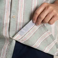 Men's Argino Short Sleeved Shirt | Lichen Green Stripe