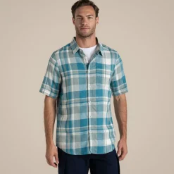 Men's Argino Short Sleeved Shirt | Tranquil Blue Check