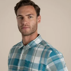 Men's Argino Short Sleeved Shirt | Tranquil Blue Check