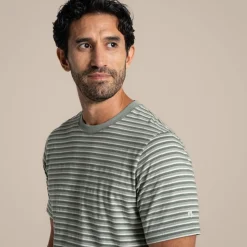 Men's Buffon Short Sleeved T-Shirt | Lichen Green Stripe