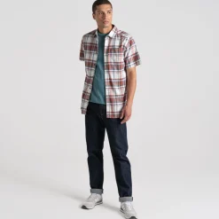 Men's Hila Short Sleeved Shirt | Sienna Red Check