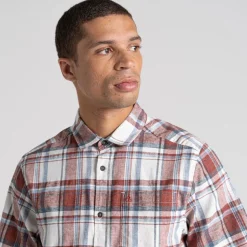 Men's Hila Short Sleeved Shirt | Sienna Red Check