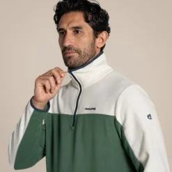 Men's Javi Half Zip Fleece | Ecru / Mangrove Green