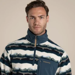 Men's National Trust Losehill Half Zip Fleece | Tranquil Blue Print