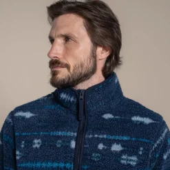 Men's National Trust Rawthey Half Zip Fleece | Blue Navy Print