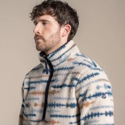 Men's National Trust Rawthey Half Zip Fleece | Ecru Print