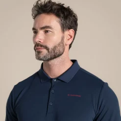Men's NosiLife Bramshaw Golf Short Sleeved Polo Top | Blue Navy