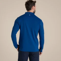 Men's NosiLife Bramshaw Golf Long Sleeved Polo Top | Deep Marina