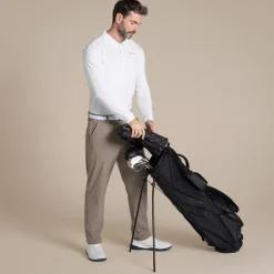 Men's NosiLife Bramshaw Golf Long Sleeved Polo Top | White