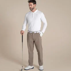 Men's NosiLife Bramshaw Golf Long Sleeved Polo Top | White