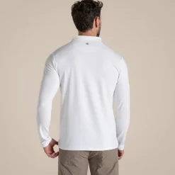 Men's NosiLife Bramshaw Golf Long Sleeved Polo Top | White