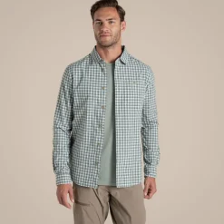 Men's NosiLife Nuoro Check Long Sleeved Shirt | Lichen Green / Ecru Check
