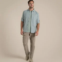 Men's NosiLife Nuoro Check Long Sleeved Shirt | Lichen Green / Ecru Check