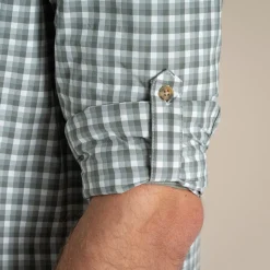 Men's NosiLife Nuoro Check Long Sleeved Shirt | Lichen Green / Ecru Check
