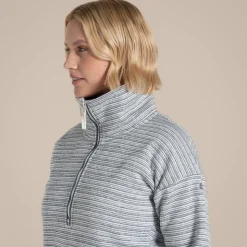 Women's Daisy Half Zip Fleece | Storm Grey Stripe