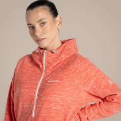 Women's Esk Hooded Half Zip Fleece | Deep Coral