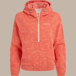 Women's Esk Hooded Half Zip Fleece | Deep Coral