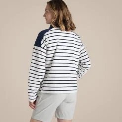 Women's Lily Half Zip Fleece | Blue Navy Stripe