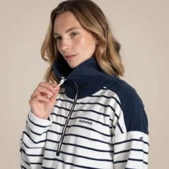 Women's Lily Half Zip Fleece | Blue Navy Stripe
