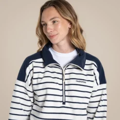 Women's Lily Half Zip Fleece | Blue Navy Stripe