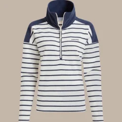 Women's Lily Half Zip Fleece | Blue Navy Stripe