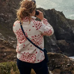 Women's National Trust Reedmace Half Zip Fleece | Red Sandstone Print