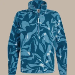Women's National Trust Reedmace Half Zip Fleece | Porcelain Blue Print
