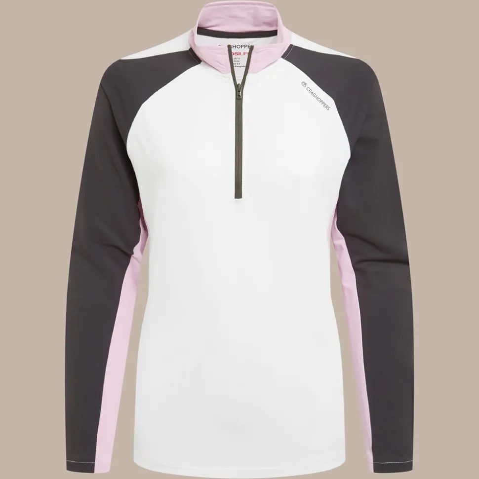 Women's NosiLife Ivybridge Golf Half Zip Top | White / Dark Iron