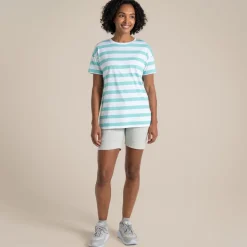 Women's Yago Short Sleeved Top | Aqua Sky Stripe